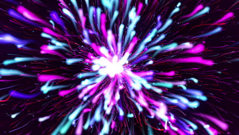 Bunter-Partikelexplosionsfluss,-Entspannender-Hintergrund,-Langsames-Herauszoomen