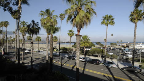 Time-lapse-of-fog-rolling-in-as-cars-drive-on-Cabrillo-Blvd-in-Santa-Barbara-California