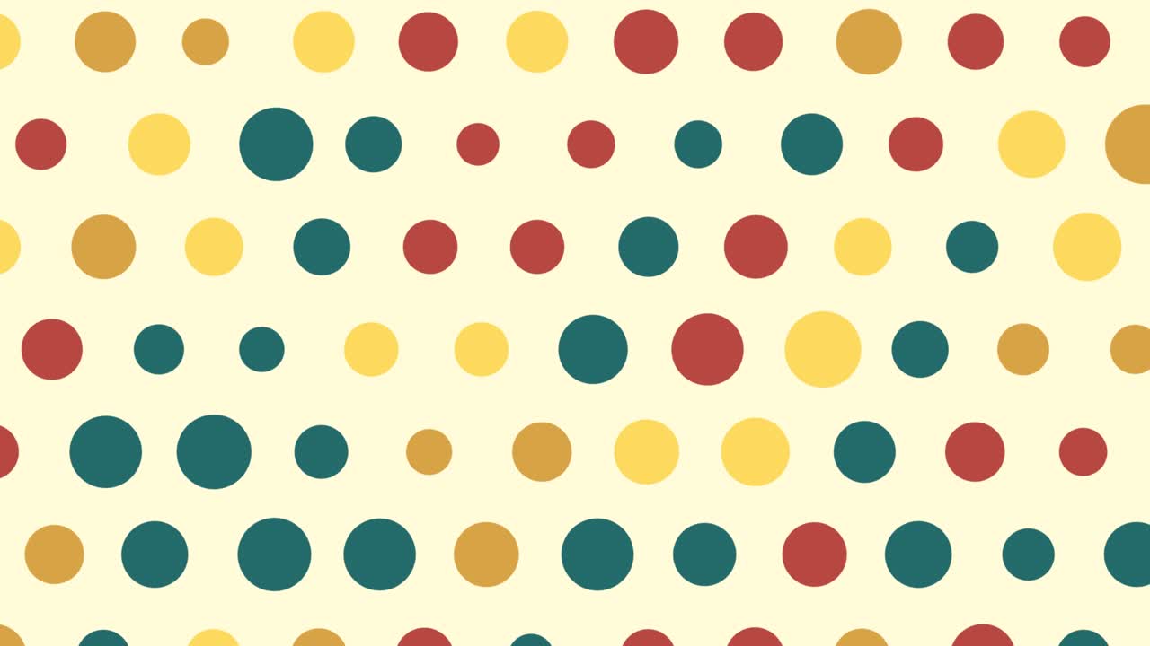 puntos de polca coloridos que se mueven sobre un fondo amarillo crema.