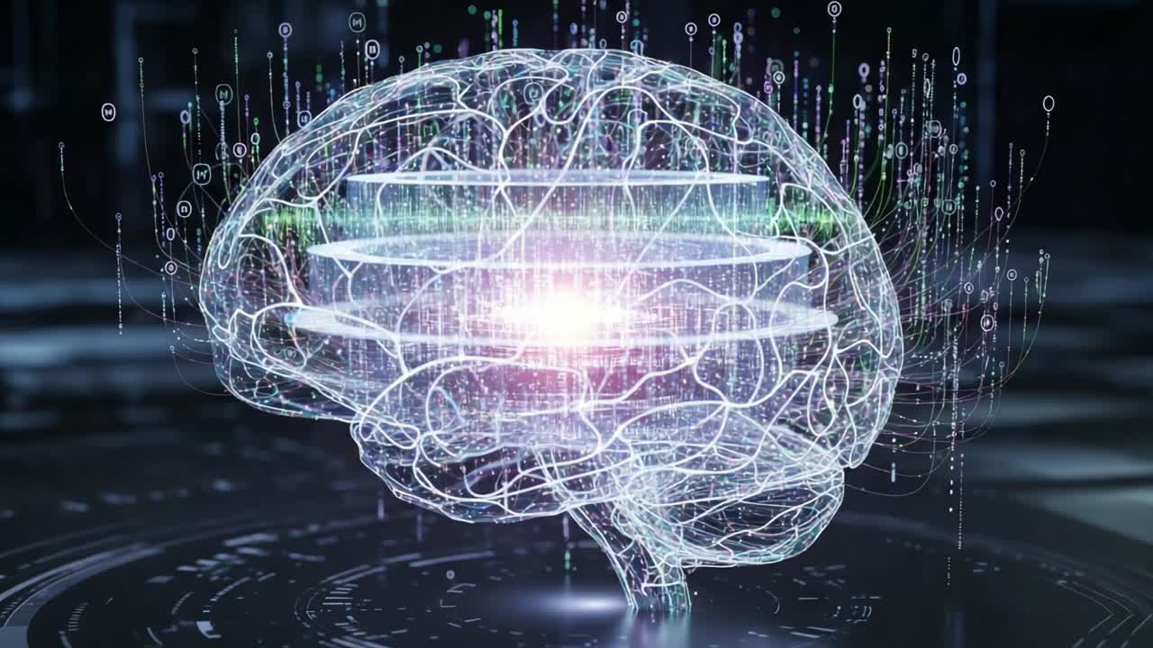 Illuminated Digital Brain: A Glimpse into the Future of Neural Networks with Abstract Data Streams and Complex Algorithms Representing Intelligence and Connectivity