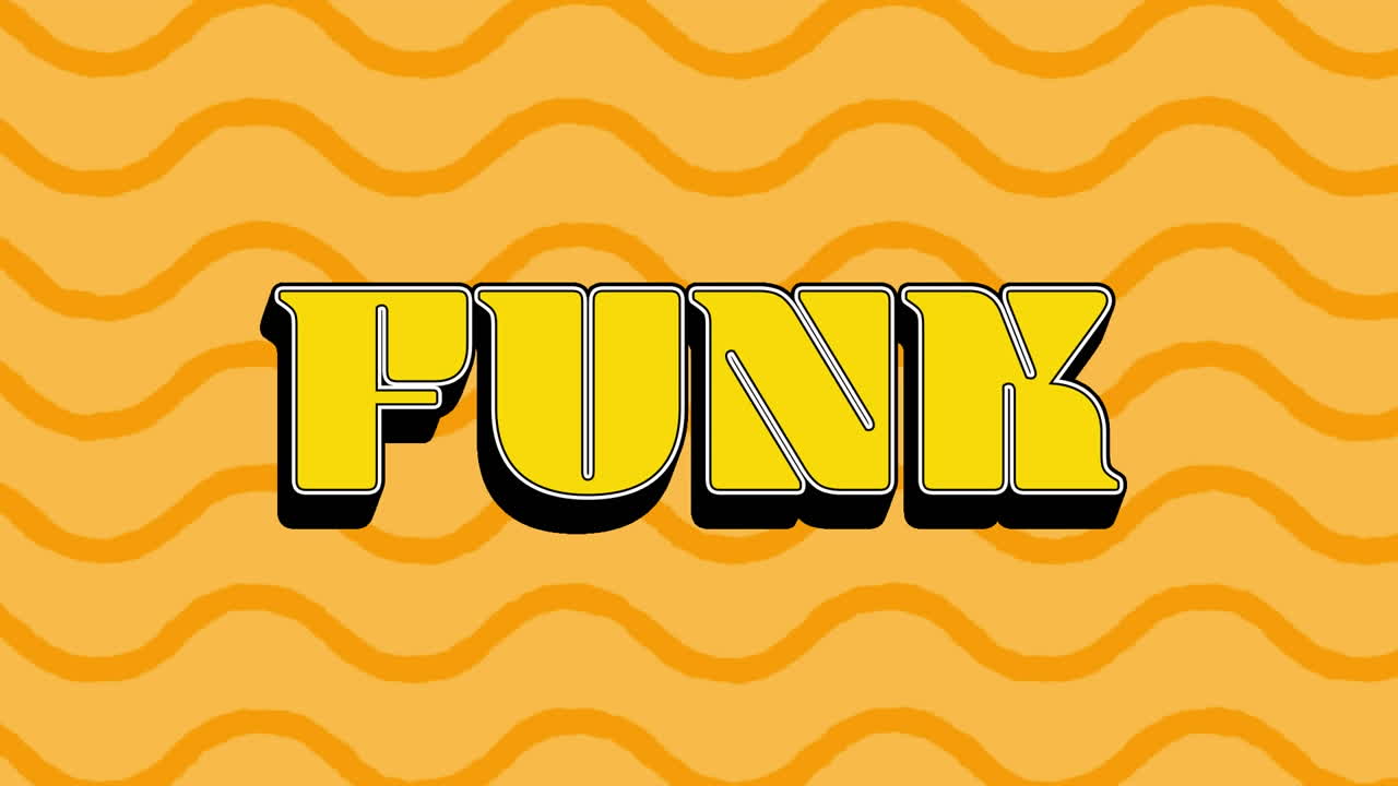 animación del texto funk sobre un fondo naranja