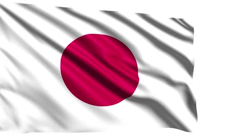 flag of japan with fabric structure in the wind (alpha channel, loopable)