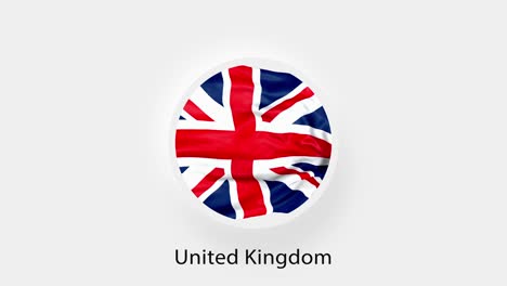 united kingdom circular flag loop. animated national flag of united kingdom. realistic united kingdom flag waving. 4k