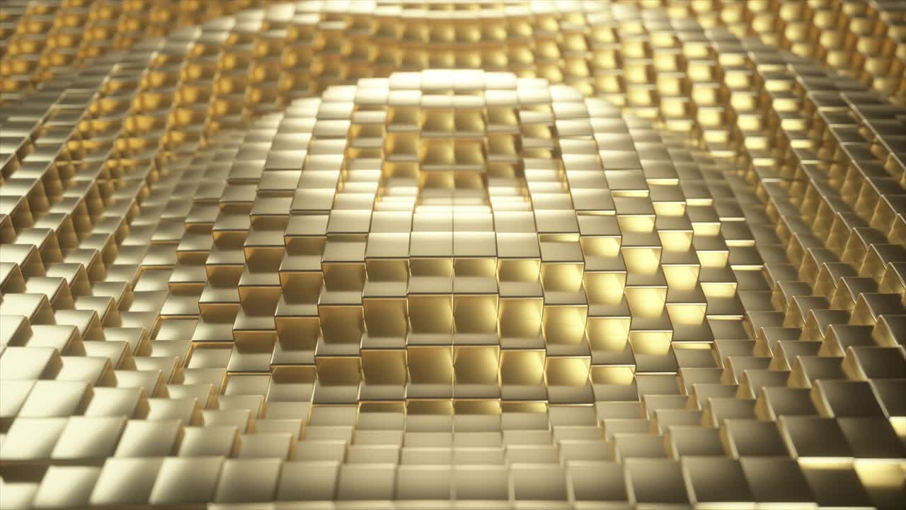 superficie cúbica de oro abstracta en movimiento. bucle sin costuras animación 3d de cubos moviéndose arriba y abajo.