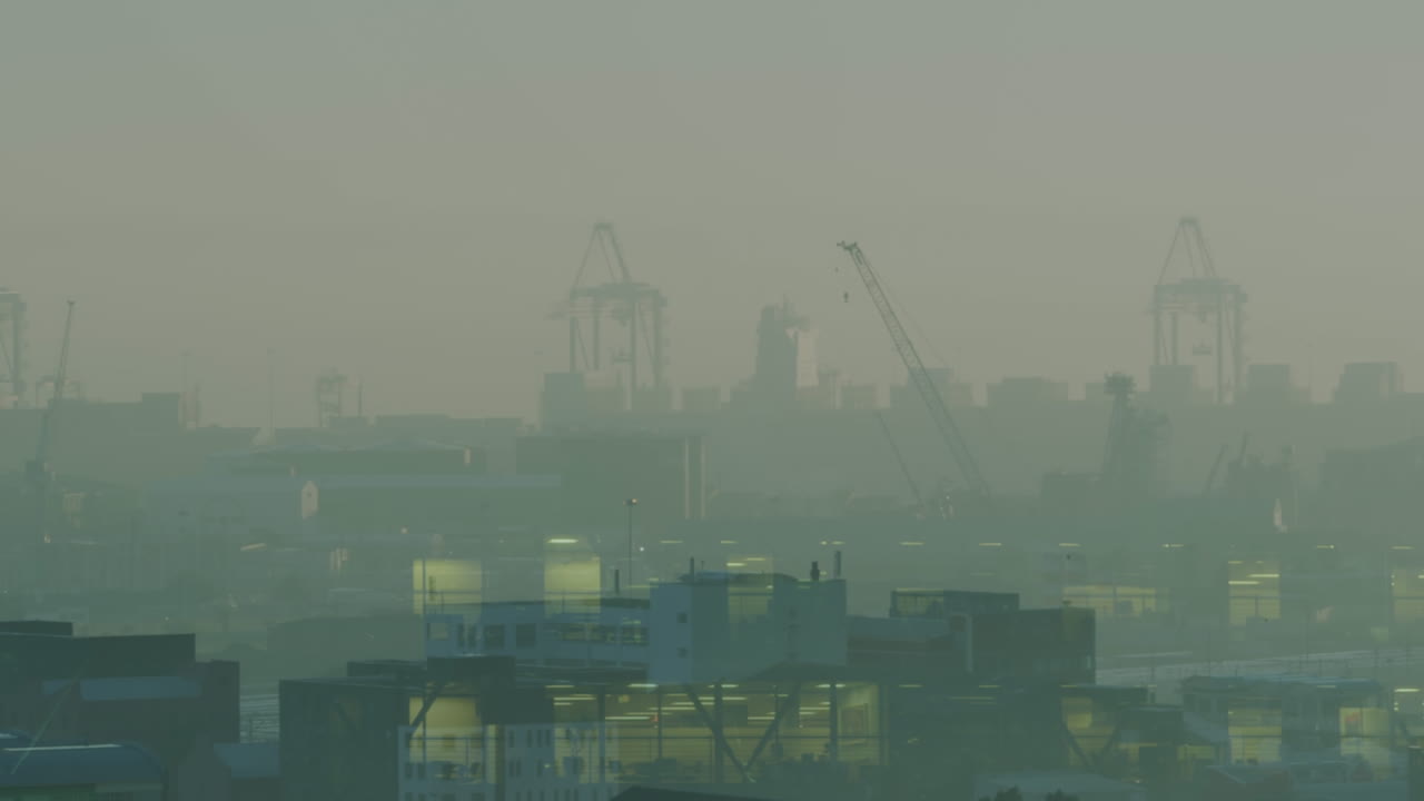 Animation of digital city over cityscape