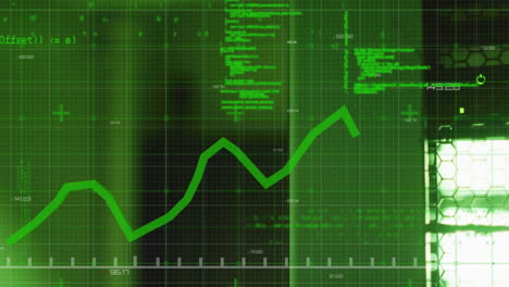 animación de procesamiento de datos y texto sobre luces verdes de servidores de computadoras