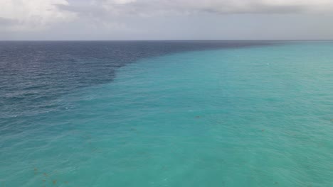 cancun atlantic ocean, aerial shot over turquoise blue mexican sea