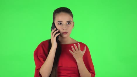 woman talking on phone, upset