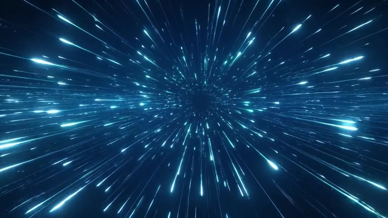 Abstract Motion Background of Blue Light Streaks in Deep Space