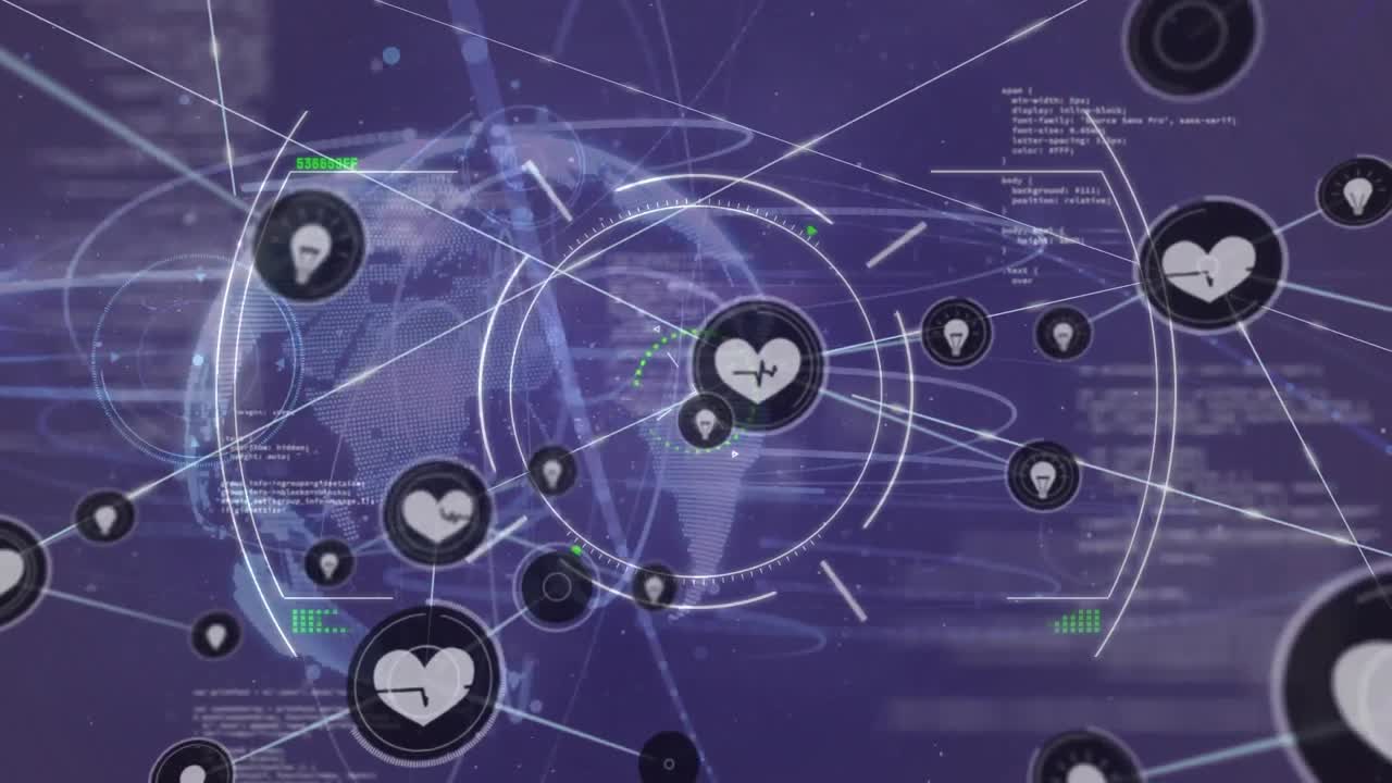 animación del procesamiento de datos a través de una red de conexiones