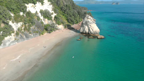 AERIAL:-Te-Hoho-Rock,-Coromandel,-New-Zealand