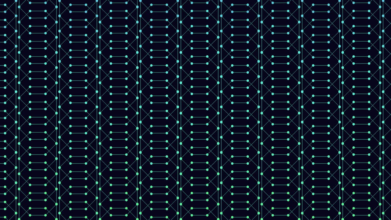 cuadrícula geométrica vibrante con tonos de azul, púrpura y verde