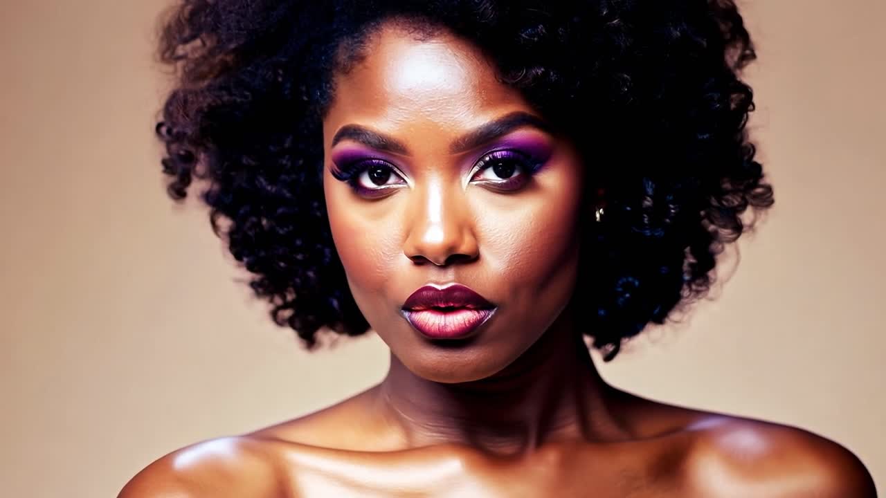 красивая женщина с фиолетовым макияжем на глазах.