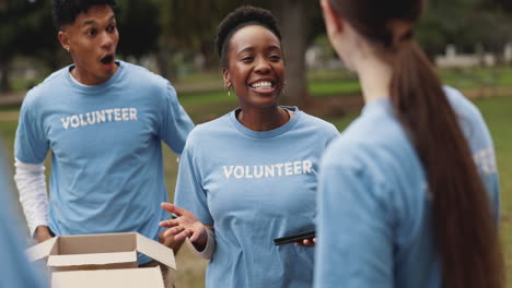 volunteers celebrate their success in the park