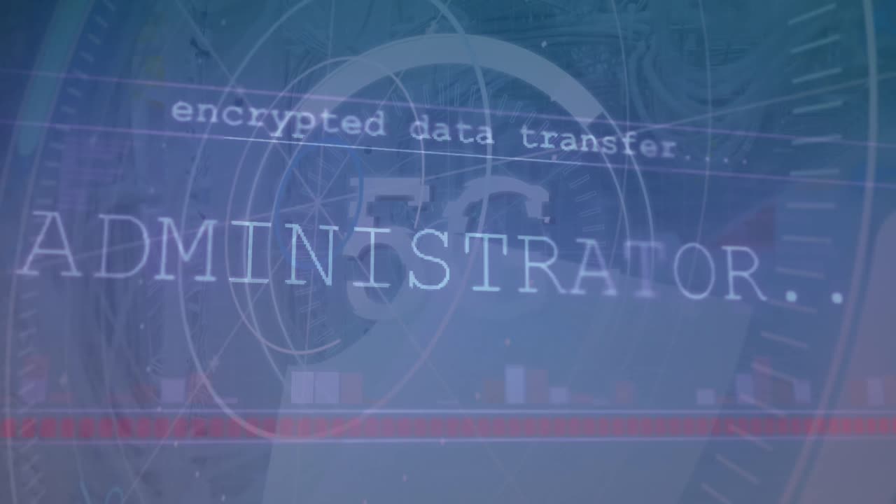 디지털 인터페이스에서 재무 데이터 전송 프로세스를 가진 관리자 텍스트의 애니메이션