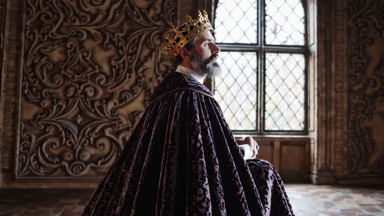 король в средневековой тронной комнате