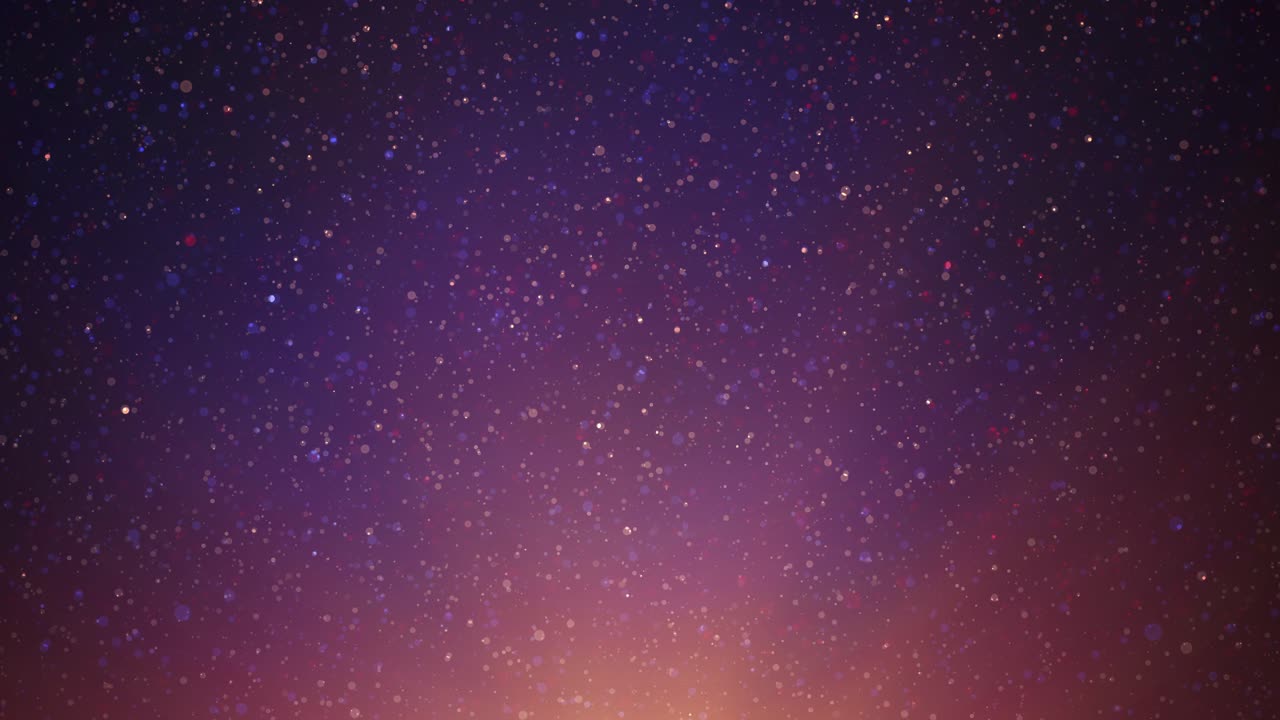 루프 가능한 배경 - 반이는 입자와 반이는 불빛이 은 밤하늘에 대한 빛과 반이는 효과와 함께 에테리얼한 우주 장면에 떨어집니다.