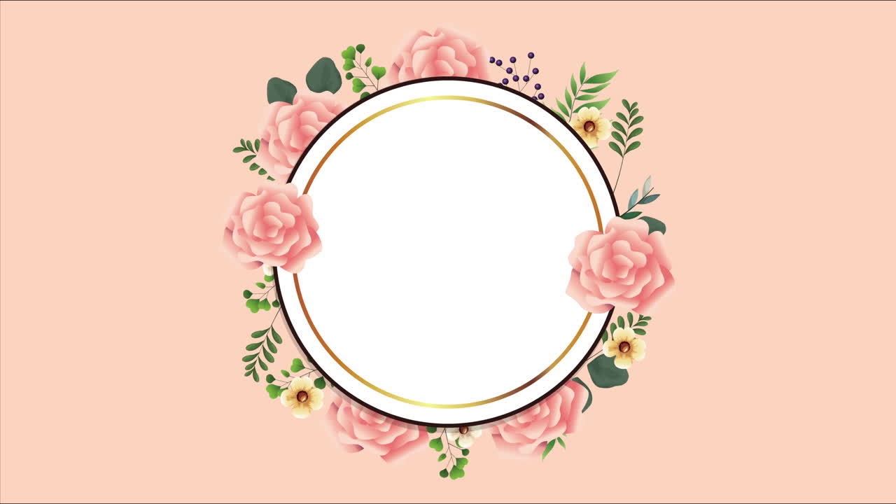beautiful floral decoration in circular frame with pink roses