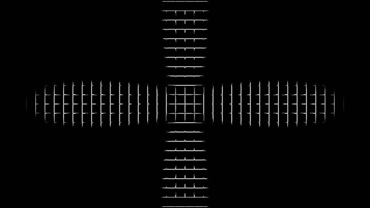 Cross moving up as light form white lines in pulse waves, 3d cgi rendered graphic animation