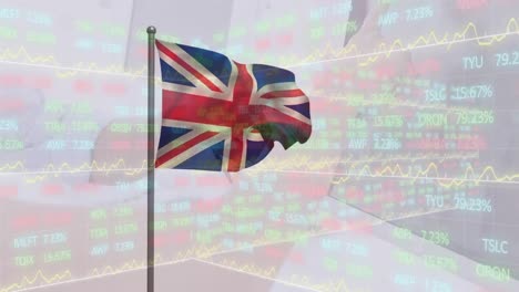 animación del procesamiento de datos financieros sobre la bandera de colombia