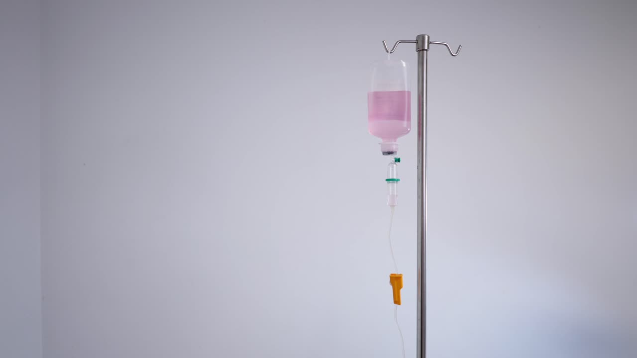 IV Drip Bag on Stand with Pink Liquid