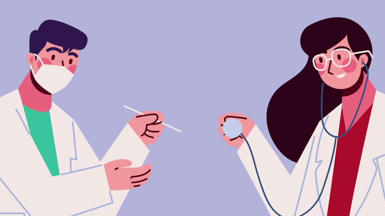 профессионалы врачи пара персонажи анимация