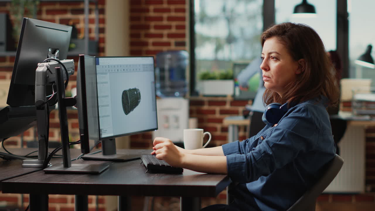 Female engineer working on turbine component development