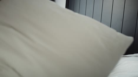seguimiento de video de una pareja de lesbianas divirtiéndose durante una pelea de almohadas.