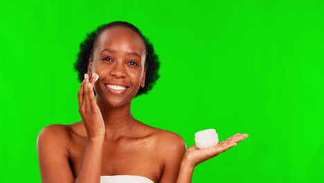 green screen, skincare and face of black woman