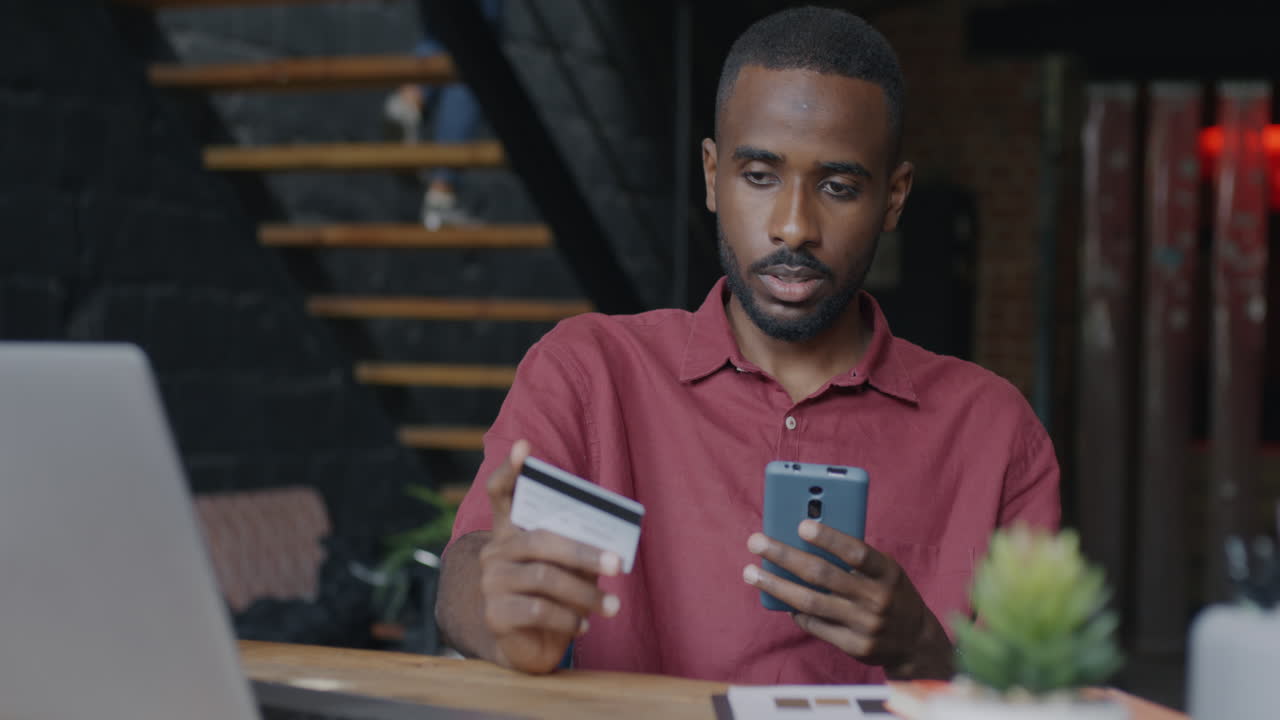 Man making mobile payment