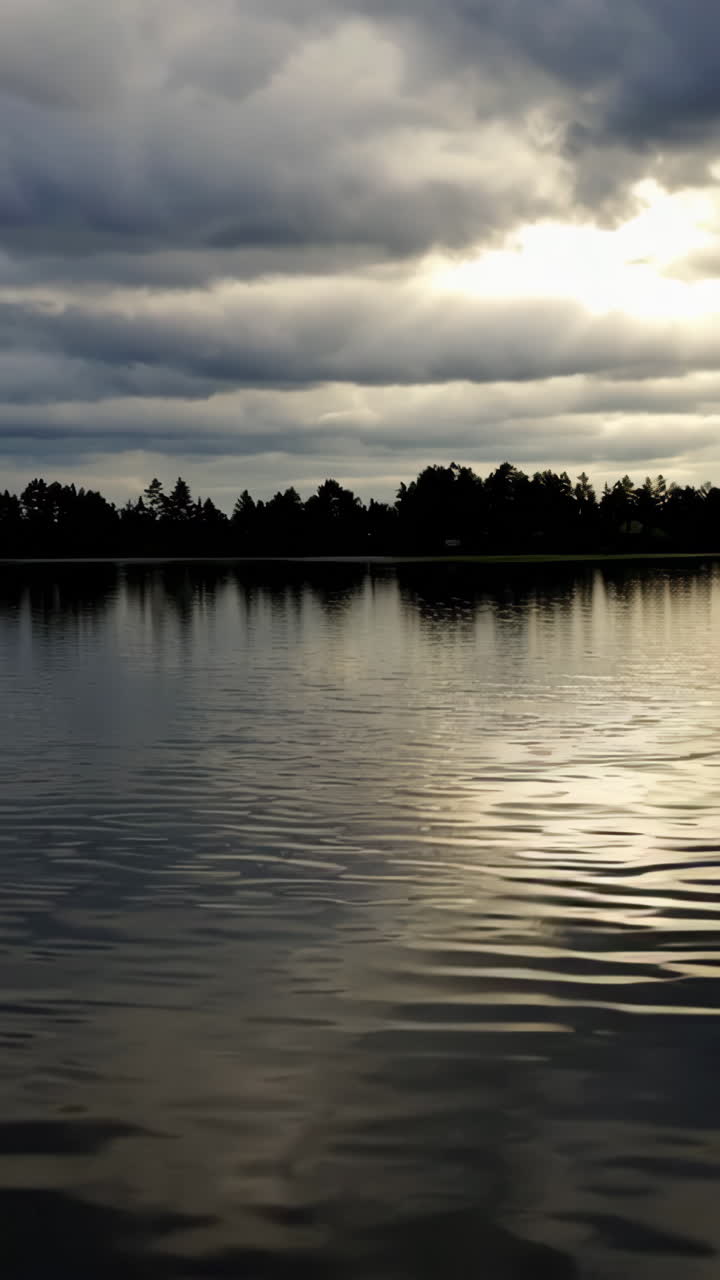 Lake Scene Under a Cloudy Sky