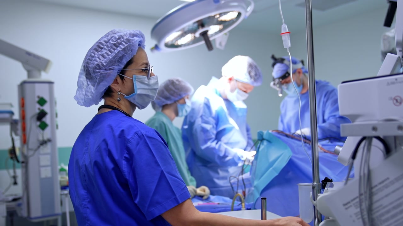 Medical Team Performing Surgery in a Modern Operating Room