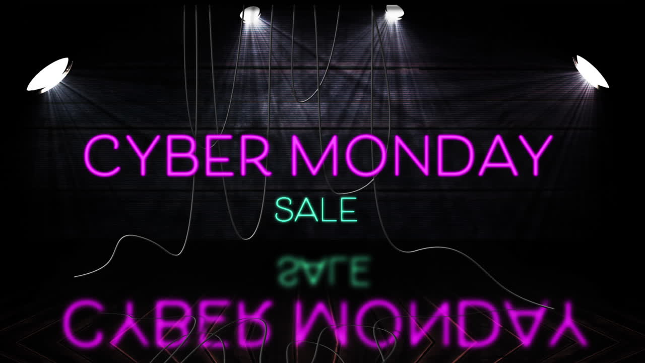 핑크 네온 사이버 월요일 판매 텍스트