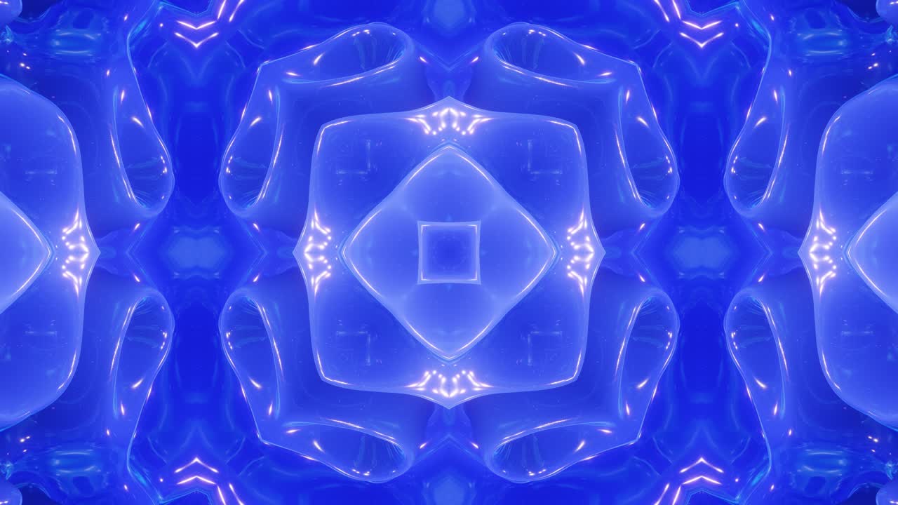 4k 루프 추상적인 배경 대칭 3d 액체 패턴, 밝은 그라디언트 색상 전환, 액체 칼레도스코프, 점성 액체 파동 및 표면에 반이는 파동 패턴