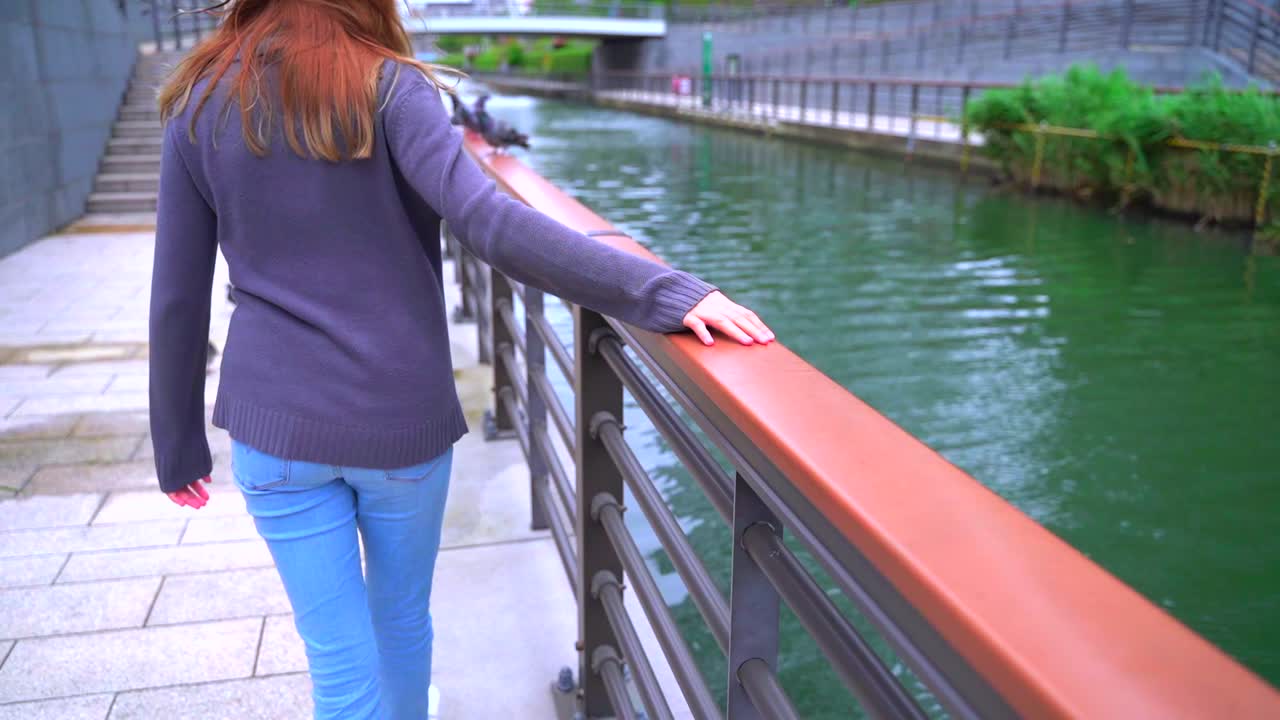 도쿄 스카이 트리 강 여자 비둘기