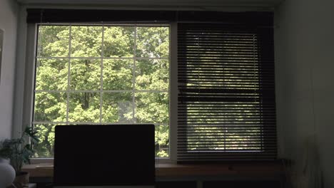 guy closing his blinds after a day in the office