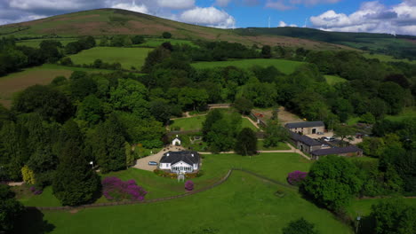 Aerial-view,-Ballybeg-House,-in-the-Irish-countryside