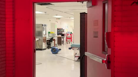 hospital emergency room with flashing ambulance lights