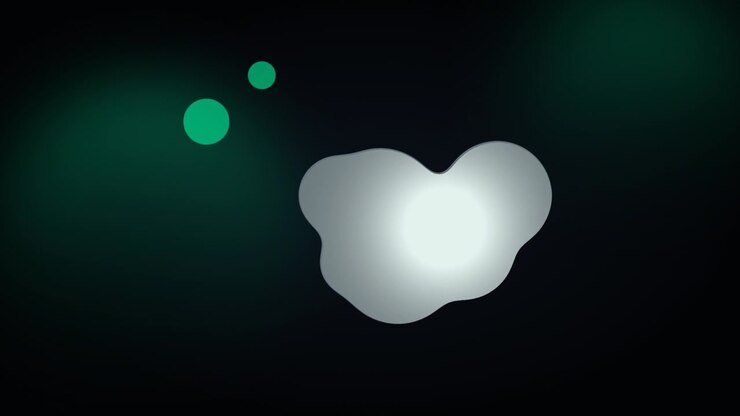 Abstract Motion Graphics with Floating Organic Shapes and Green Circles
