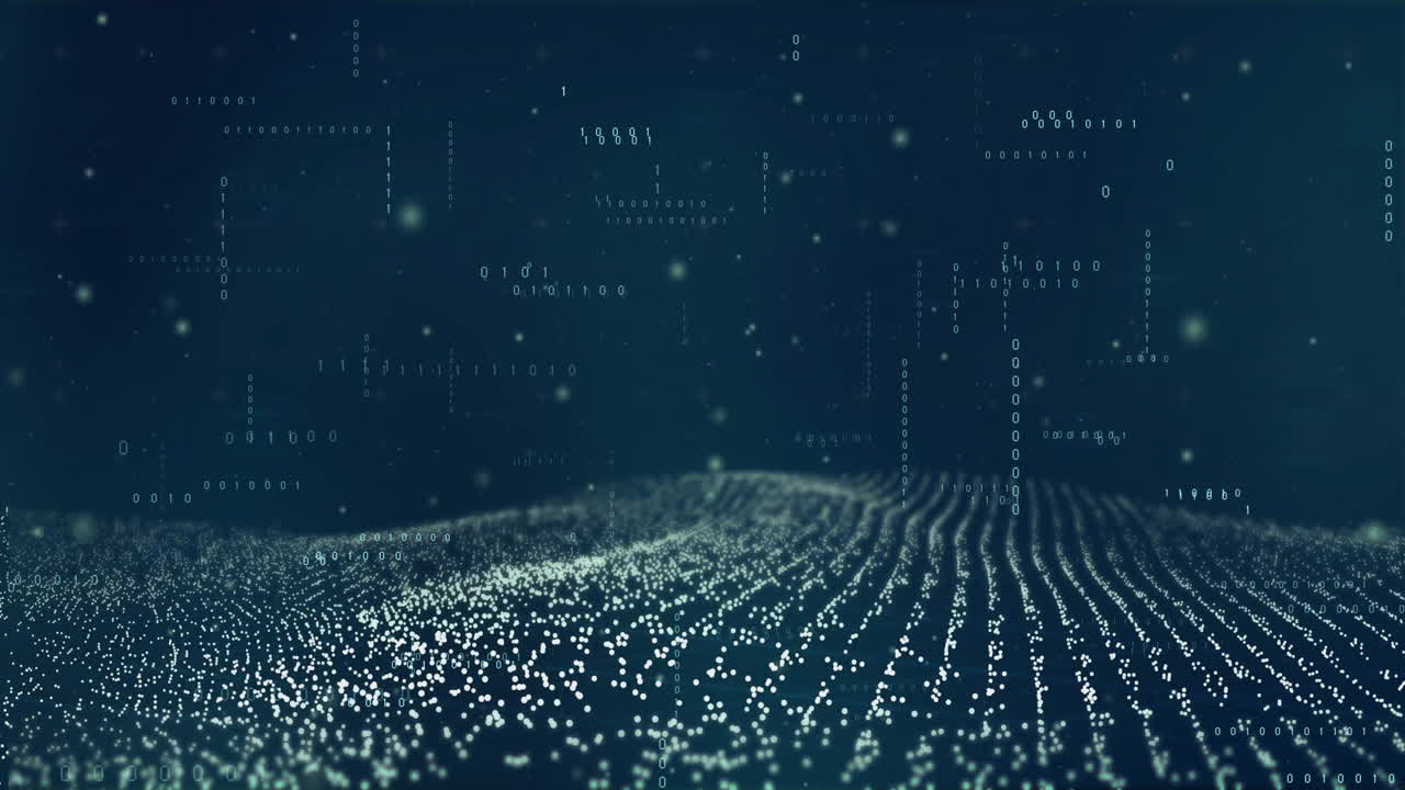 Animation of spots over data processing on black background