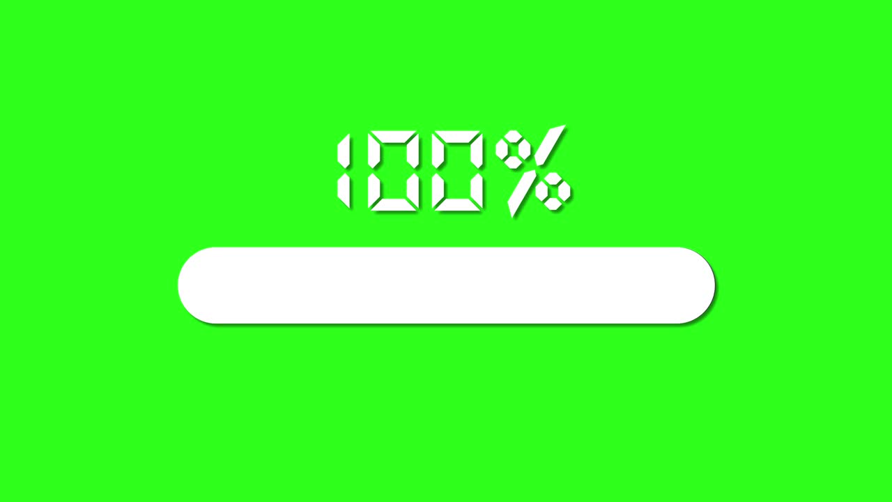 Smooth animation of a percentage bar filling from 0% to 100% against a vibrant green background, indicating progress