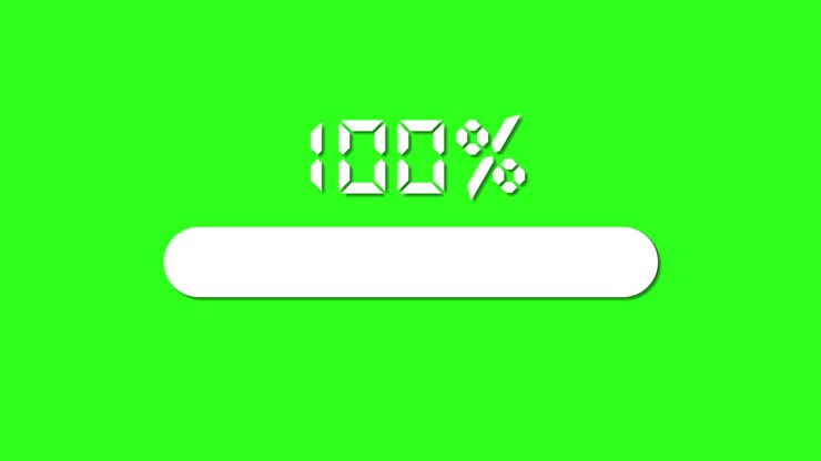 Smooth animation of a percentage bar filling from 0% to 100% against a vibrant green background, indicating progress