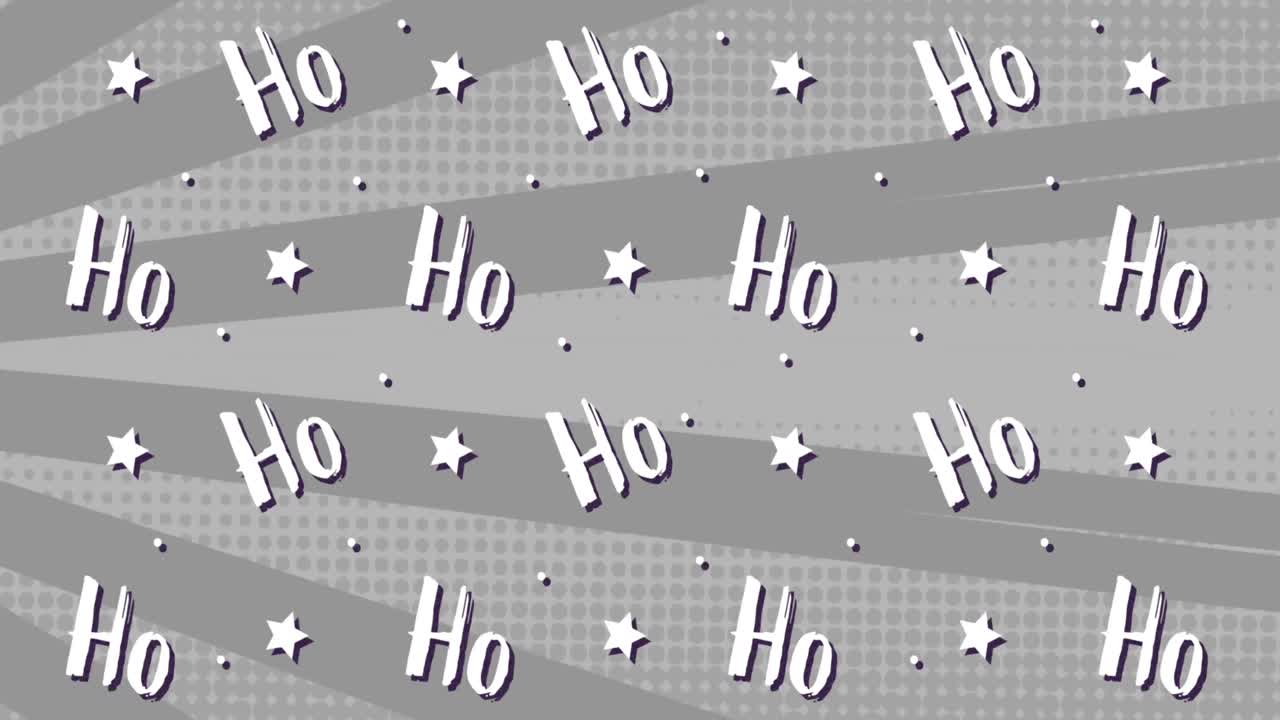animación del texto ho ho ho en navidad sobre un fondo gris