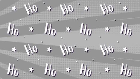 animation of ho ho ho text at christmas on gray background