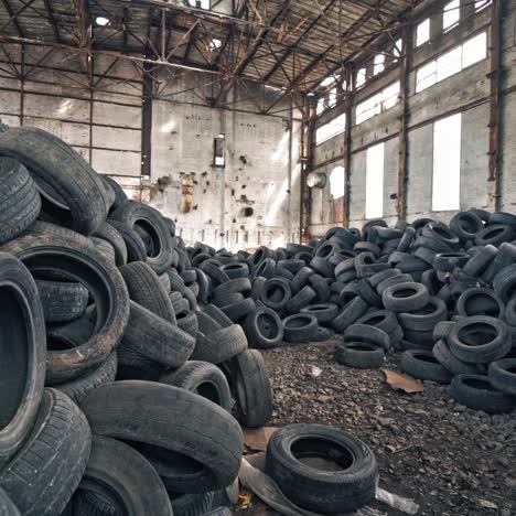 old damaged tires after driving