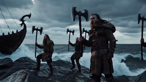 vikings on a stormy sea