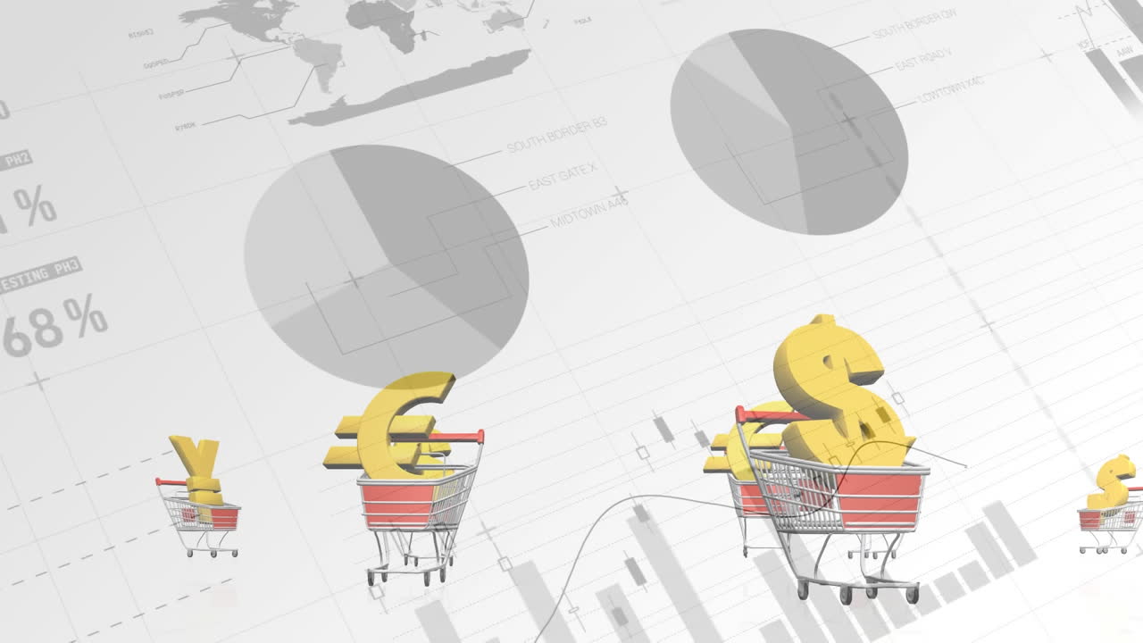 금융 데이터 처리에 대한 쇼핑 카트의 통화 기호