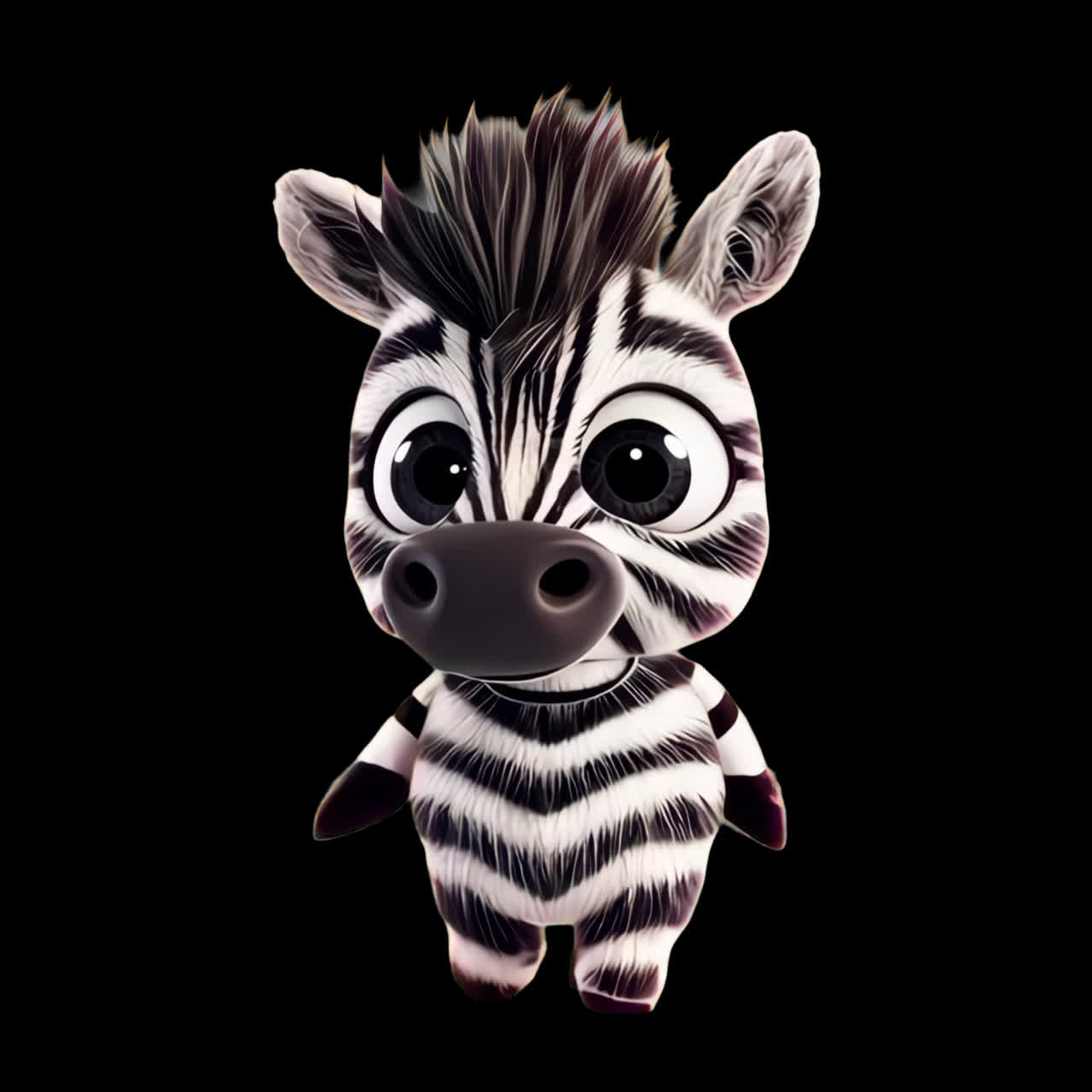 Cute cartoon zebra character design animation isolated asset, transparent 4K video, alpha channel