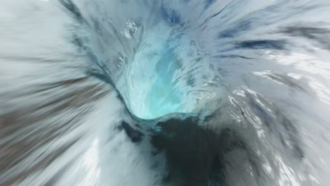 backward seamless motion inside ice cave tunnel. abstract