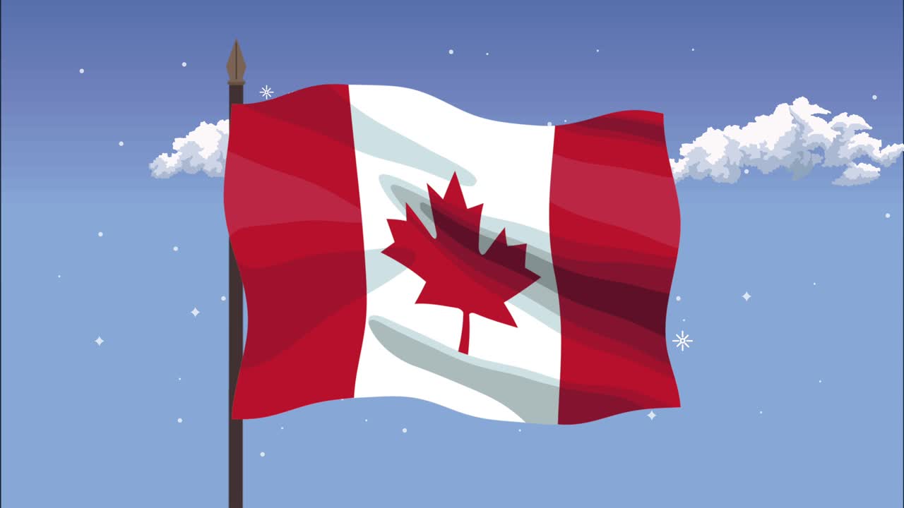 animación del emblema del país de la bandera canadiense